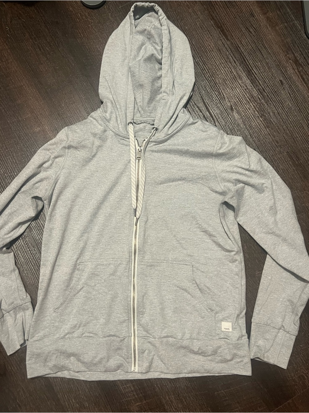 Light Gray Zip-Up Hooded Cardigan Sweater
